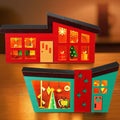 Tujoe 2 Pcs Lighted Christmas Table Decorations LED Red and Green Wooden Christmas Village Houses Mid-Century Modern Style Glowing House Farmhouse Winter Holiday Centerpiece for Indoor Mantel Shelf