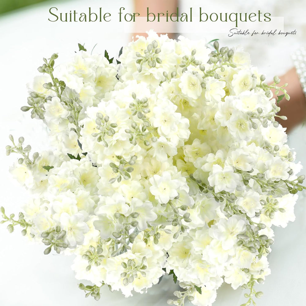 12 Pcs Delphinium Artificial Flowers 33" Stem,White