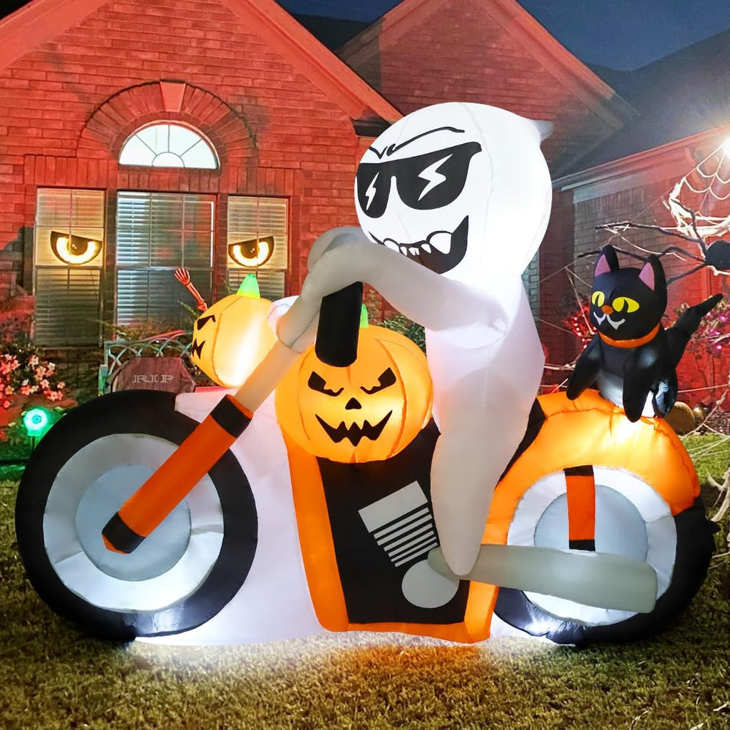 comin 6 ft halloween inflatables ghost outdoor decorations shown in use