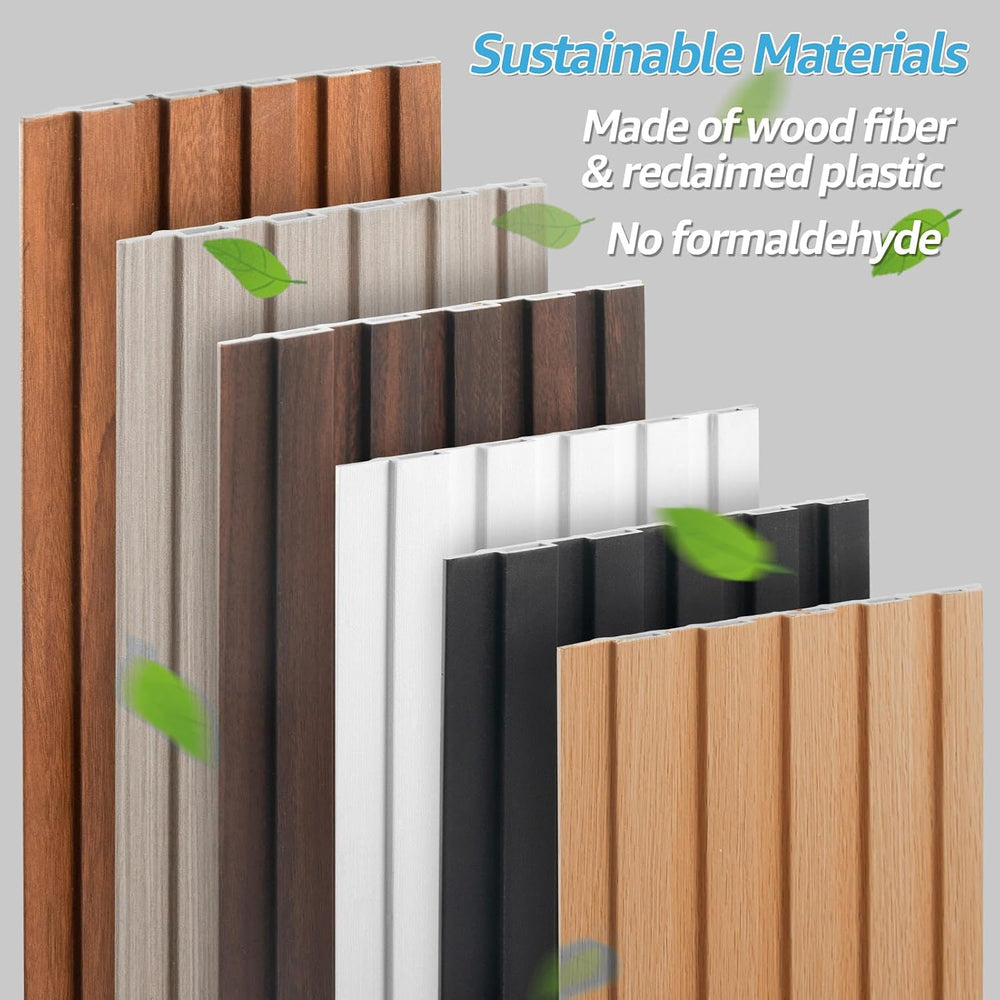 Art3d 48 x 6 Inch WPC Wood Slat Wall Panels, 3D Wall Accents, 16-Pack, Teak