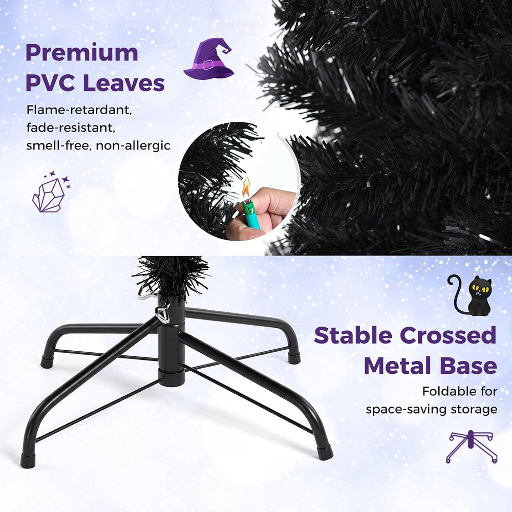 HAPPYGRILL 6 FT Black Pencil Christmas Tree, Artificial Skinny Xmas Halloween...