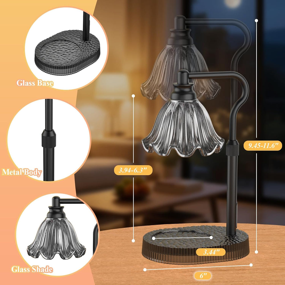 Flower Candle Warmer Lamp with Timer & 4-Level Dimmer, Adjustable Height
