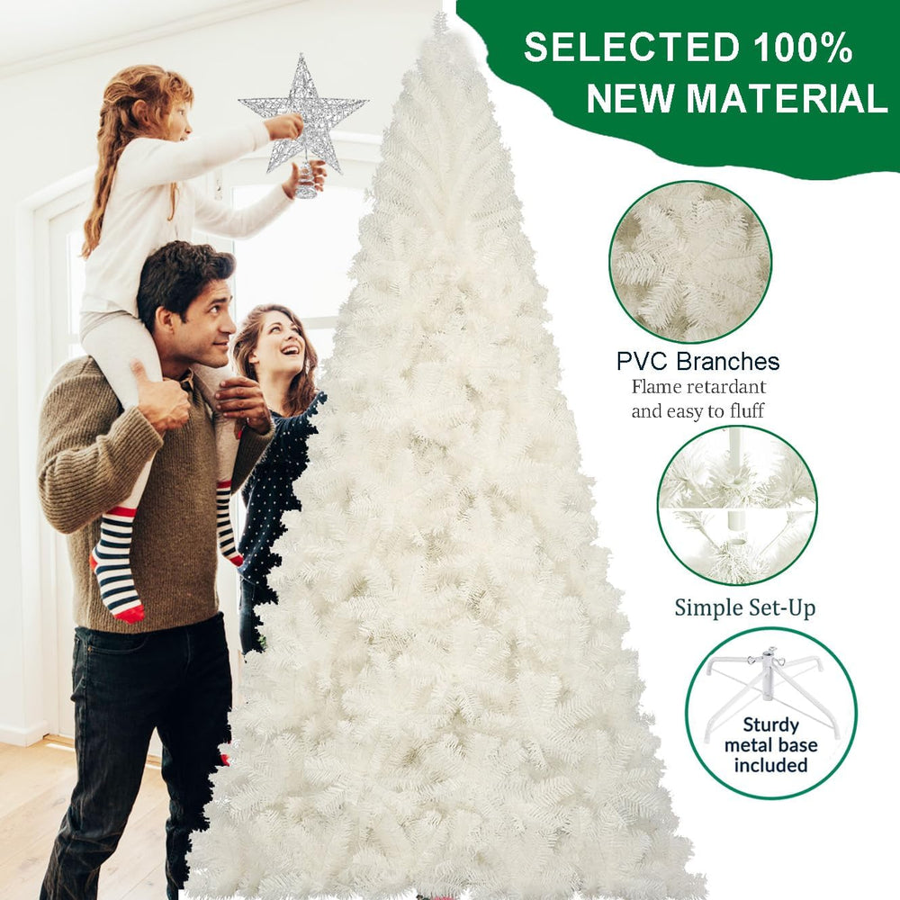 KTKDE 7.5FT White Christmas Tree, Artificial Holiday Christmas Tree with 1450...