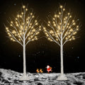 2 Pack 4FT Lighted Birch Tree, 100LED Twinkling Tree Lights, Warm White