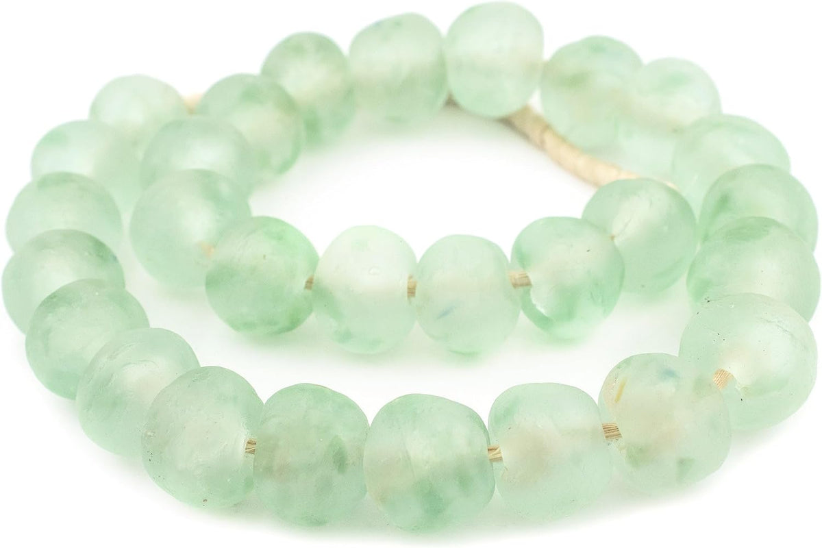 jumbo recycled glass beads, 21–25mm – african sea, close-up detail