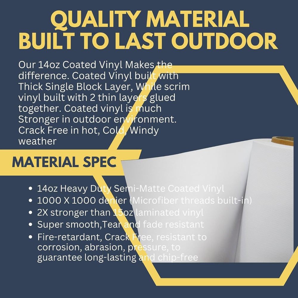 Custom Vinyl Banner, 14oz Premium Coated Vinyl, Full Color, indoor/outdoor He...
