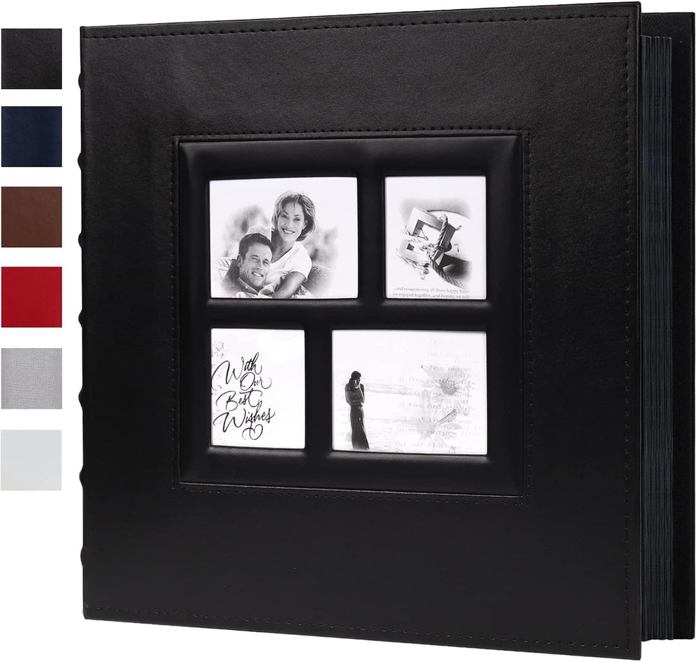 RECUTMS Self Adhesive Photo Album Magnetic Leather Scrapbook 60 Pages Black