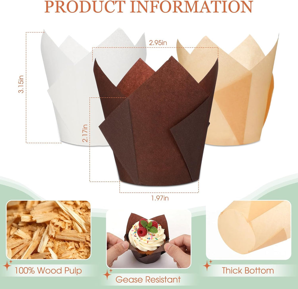 2000 Pcs Tulip Cupcake Liners for Baking Cups Bulk Greaseproof Paper Muffin L...