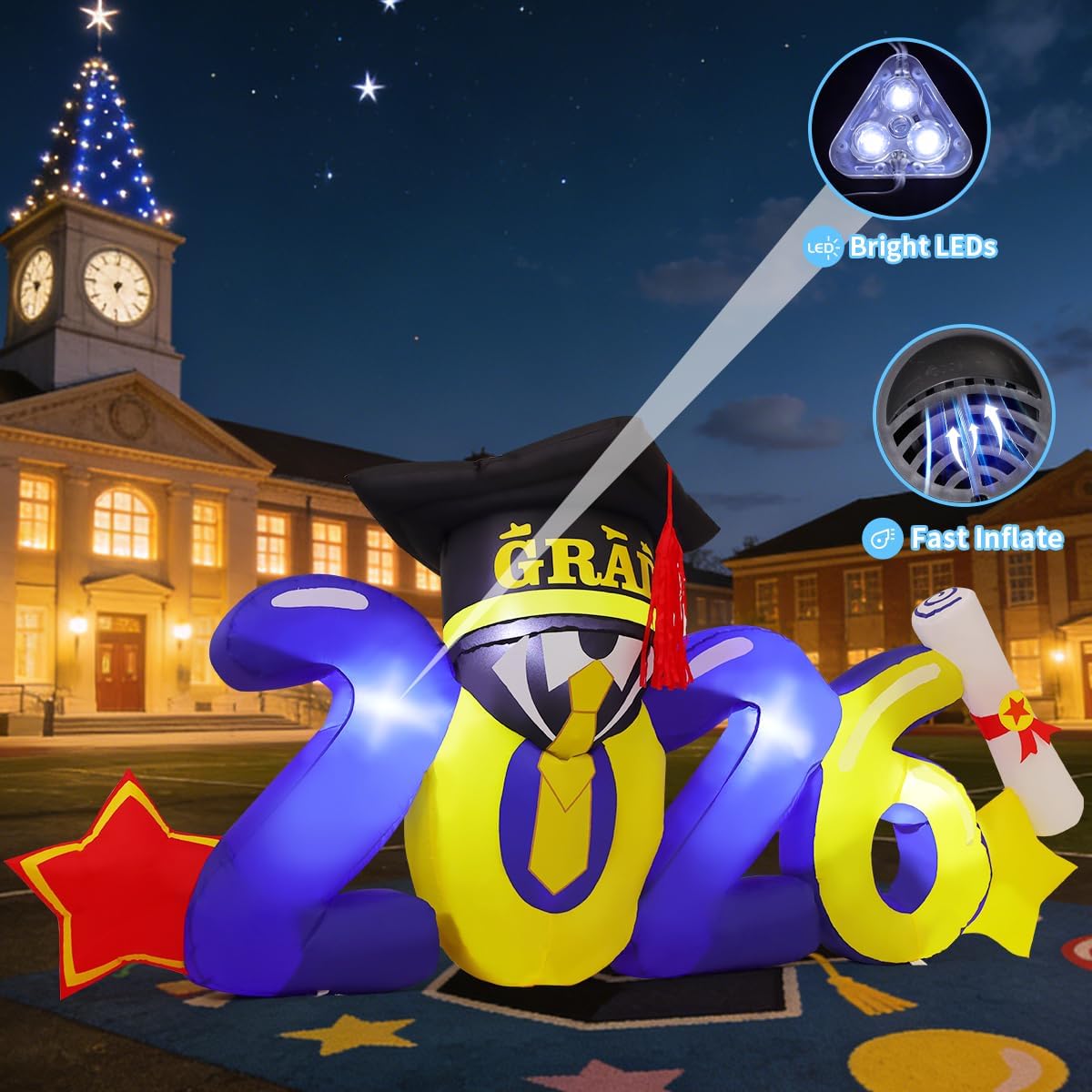 goosh 8 ft long 2026 inflatables graduation decorations, side view