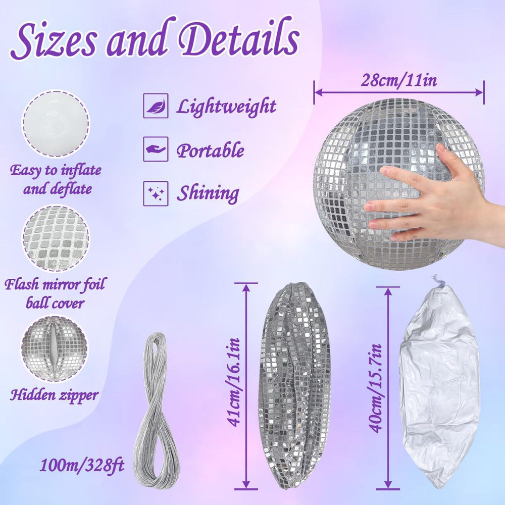 4 Pieces 12 Inch Inflatable Disco Ball ，Inflatable Ball with Disco Ball Cover...