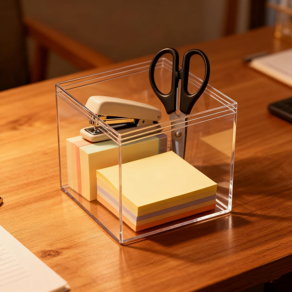 Acrylic Square Cube Jewelry Storage Box, 4-Pack 5.9x5.9x5.9 Inch