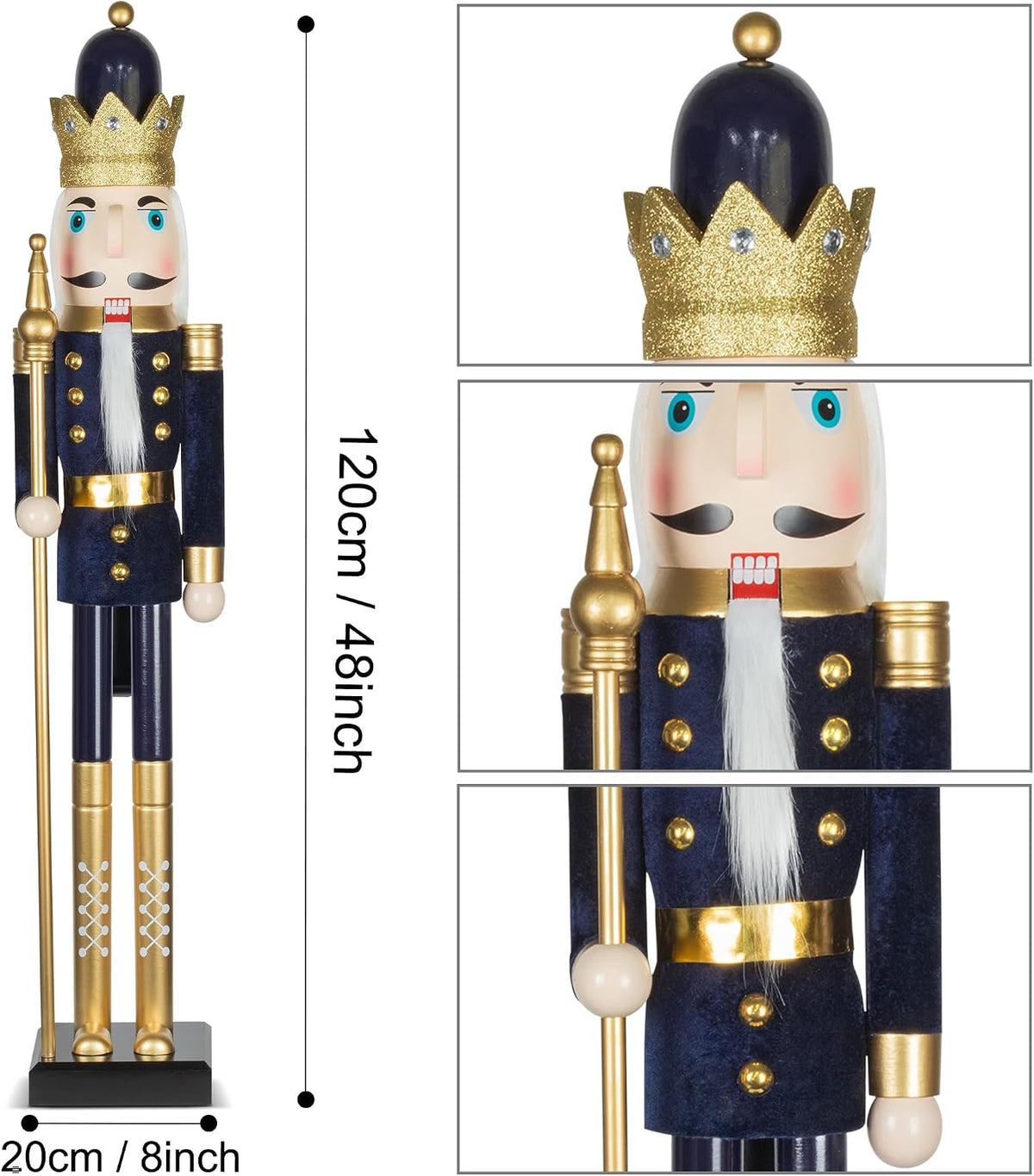 ki store 4ft christmas nutcracker wooden blue king on a desk or shelf