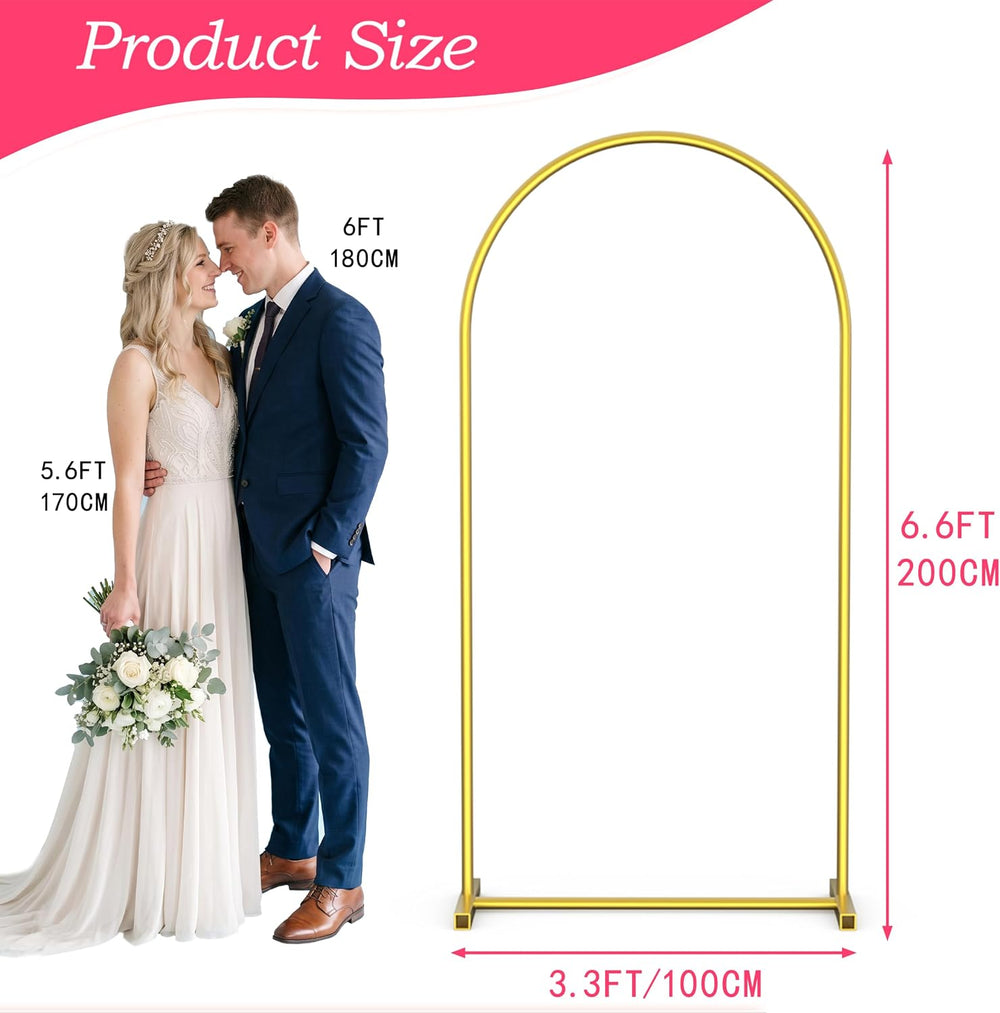6.6FT Arch Backdrop Stand, Gold Metal Arch Stand for Wedding