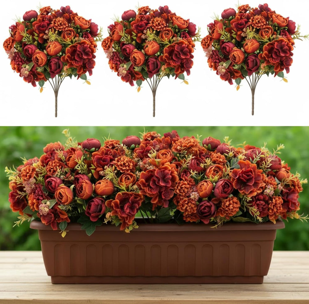 XunYee 12 Bundles Fall Thanksgiving Burnt Orange Terracotta Flowers Bulk
