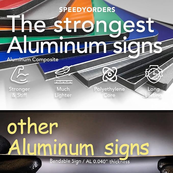 Custom Outdoor Metal Business Signs, Personalized Aluminum Signs, White Aluminum (White, 14x10 In)