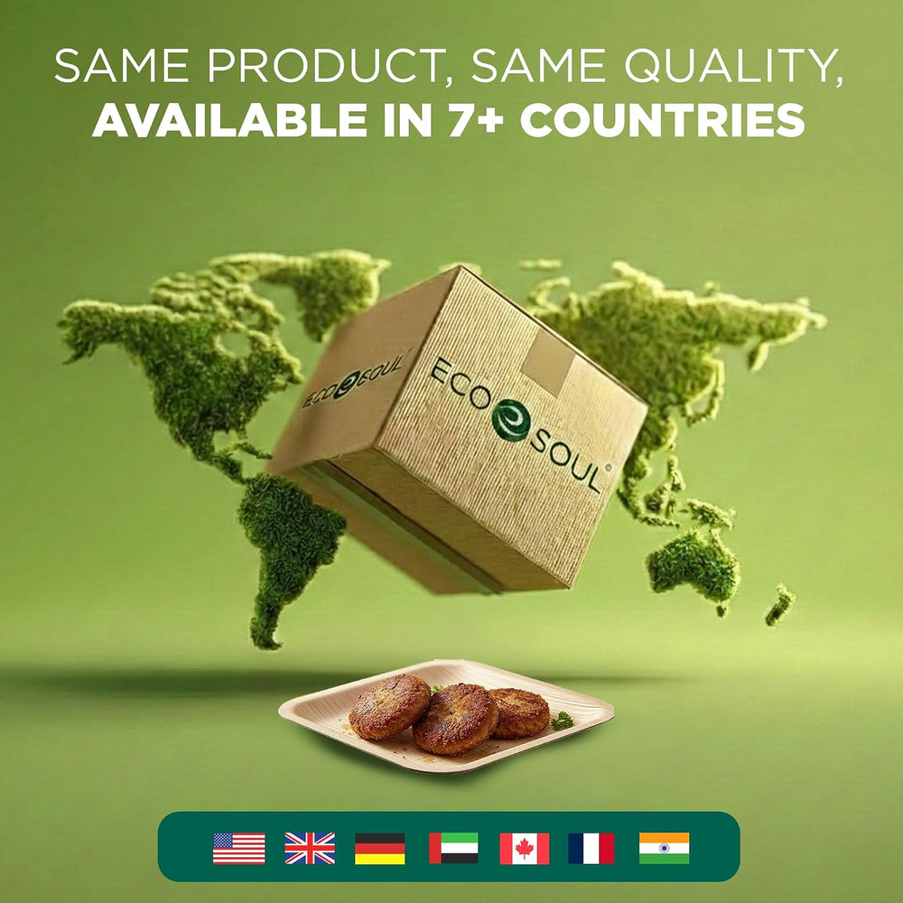 ECO SOUL 6 Inch Disposable Bamboo Plates (100 Pack, Square)