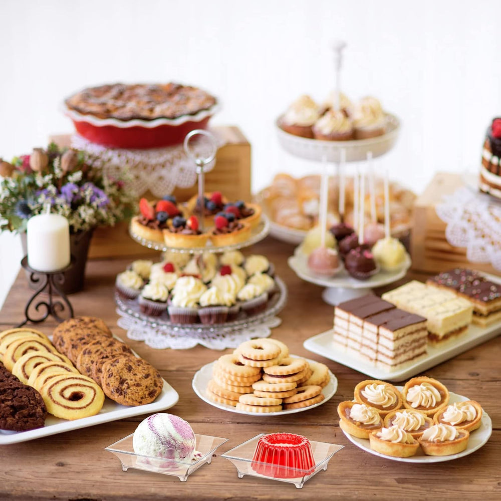 300 Pcs 2.4'' Clear Mini Dessert Plates 1oz Square Appetizer Plates