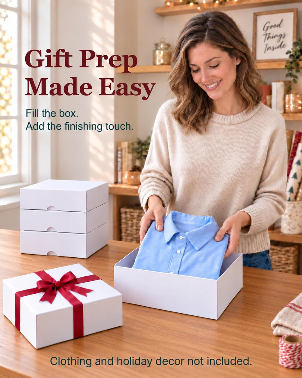 26 Pack Gift Boxes With Lids, 12x12x4 in Square Christmas Shirt Boxes
