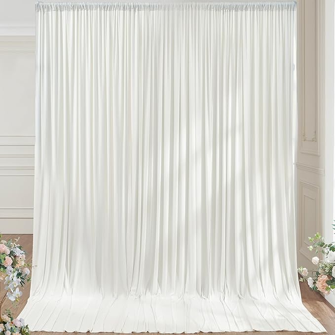 10×14ft Wrinkle Free Ivory Backdrop Curtain, Soft Silky Easy to Drape Cream Wedding Drapes for Backdrop, 2 Panels 5×14ft Photo Backdrop Curtains for Parties Birthday Photography Background Cloth