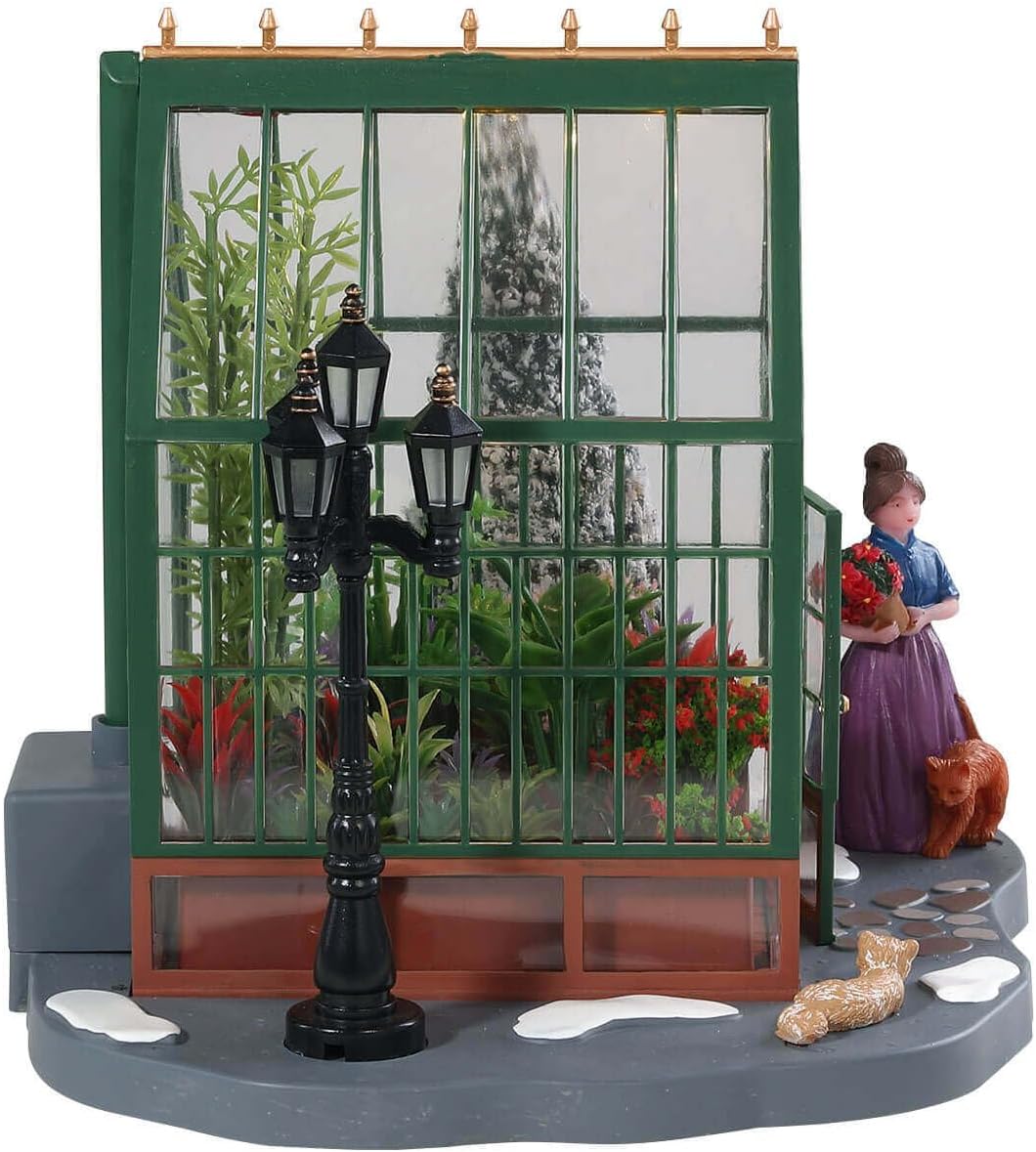 lemax christmas village victorian greenhouse battery operated (4.5v), close-up detail