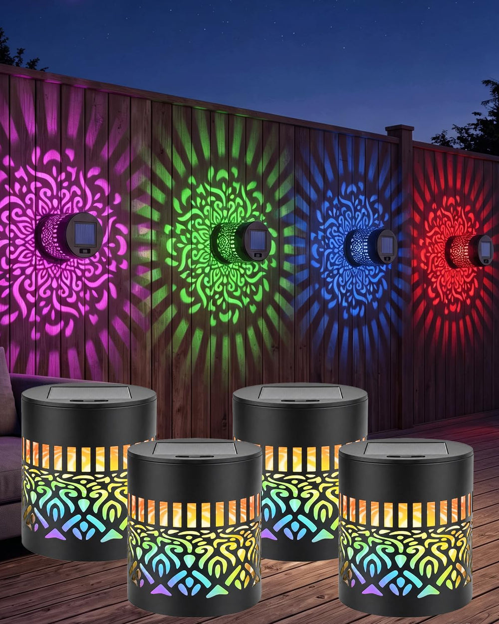 Klarlight 7 Color Changing Solar Mandala Lights Outdoor, IP65 Waterproof