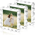 Clear Picture Frames 3Pack - Acrylic Magnetic Photo Frame 4×4 Inch, Double Sided Magnet Frames with Scalloped Edges, 10+10mm Thick Freestanding Gift for Office/Home(Clear, 4x4)