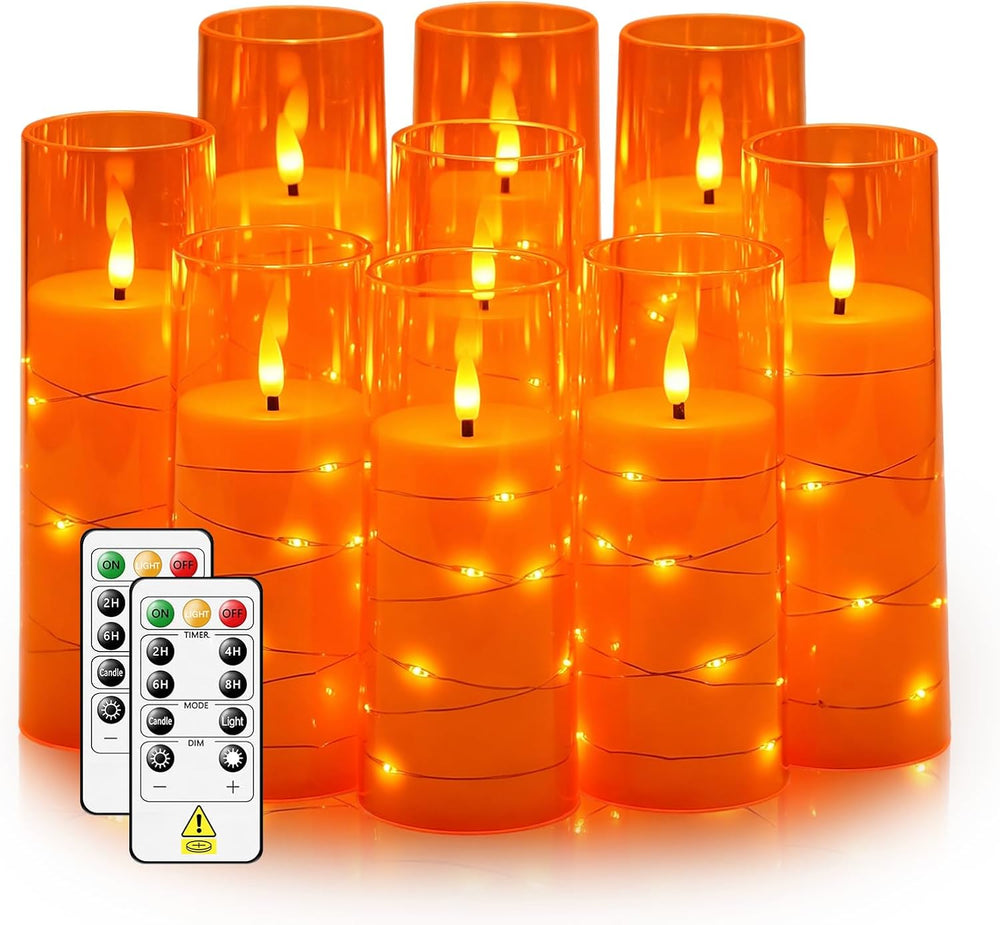 Nimiko Flickering Flameless LED Candles,Battery Operated Candles 9 Pcs with E...