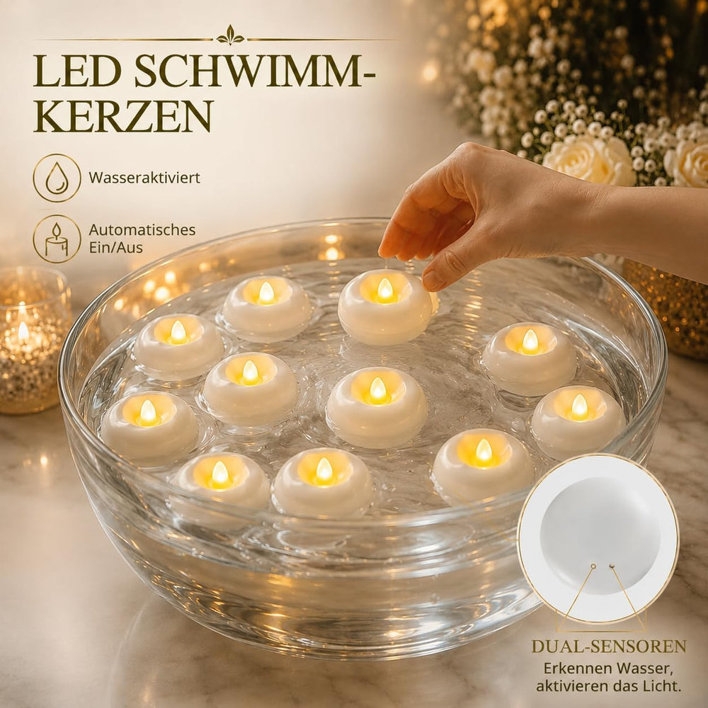 36 Pack 2.3” Flameless LED Floating Candles, Water-Activated Battery Operated...