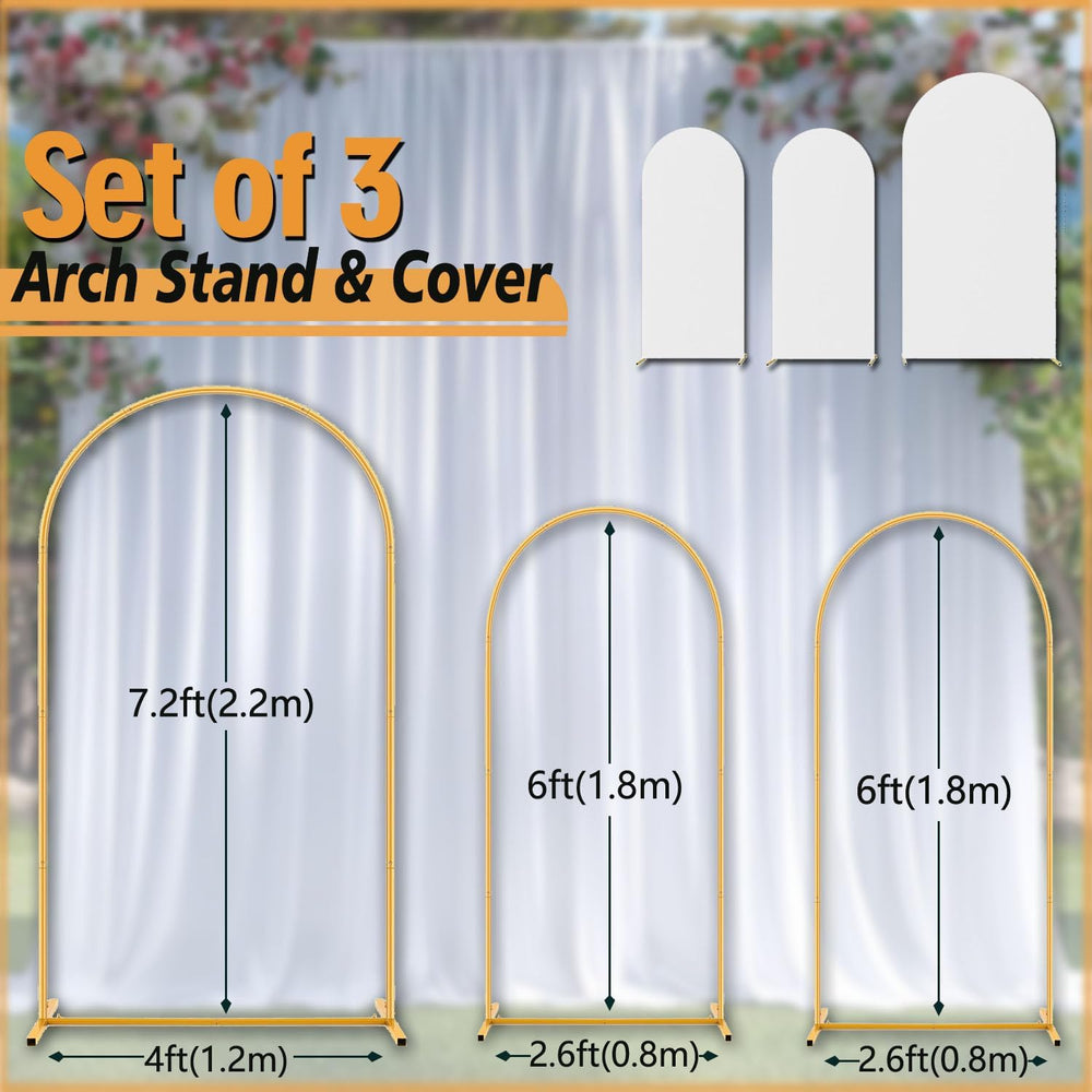 Arch Backdrop Stand Set with Cover (7.2ft,6ft x 2) Arched Frame Stand and Spa...