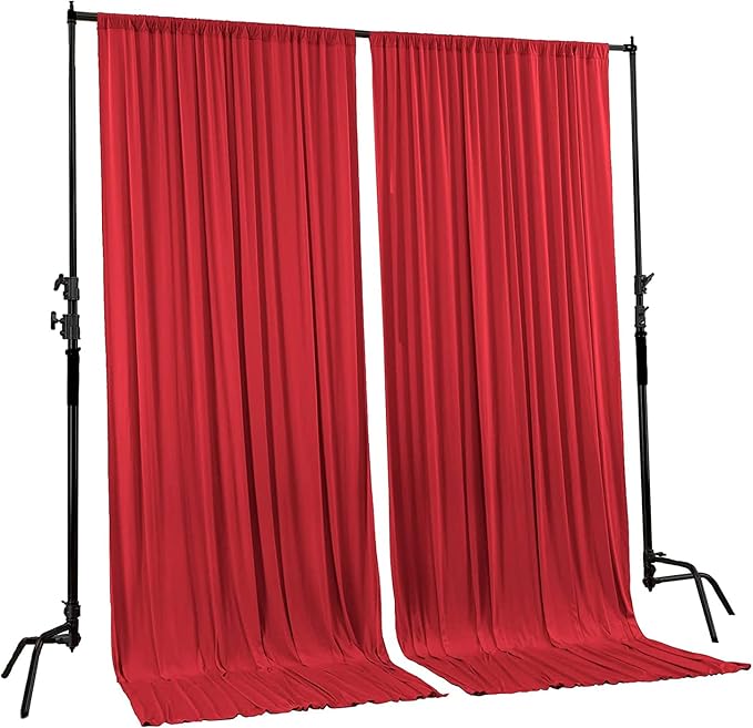 AK TRADING CO. 10 feet x 8 feet IFR Polyester Backdrop Drapes Curtains Panels with Rod Pockets - Wedding Ceremony Party Home Window Decorations - RED