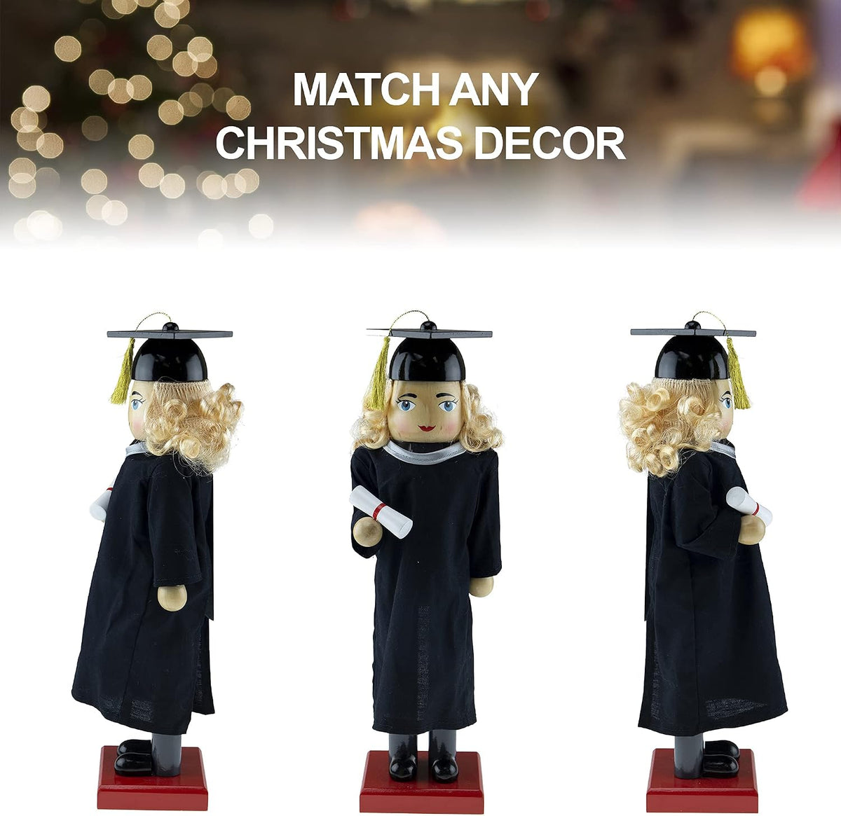 clever creations female graduate 14 inch traditional wooden, side view