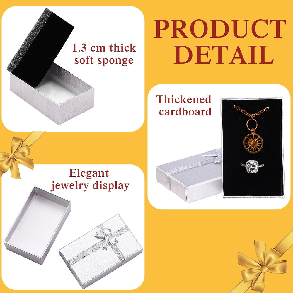 Jetec 120 Pcs Christmas Jewelry Gift Boxes with Ribbon Bow