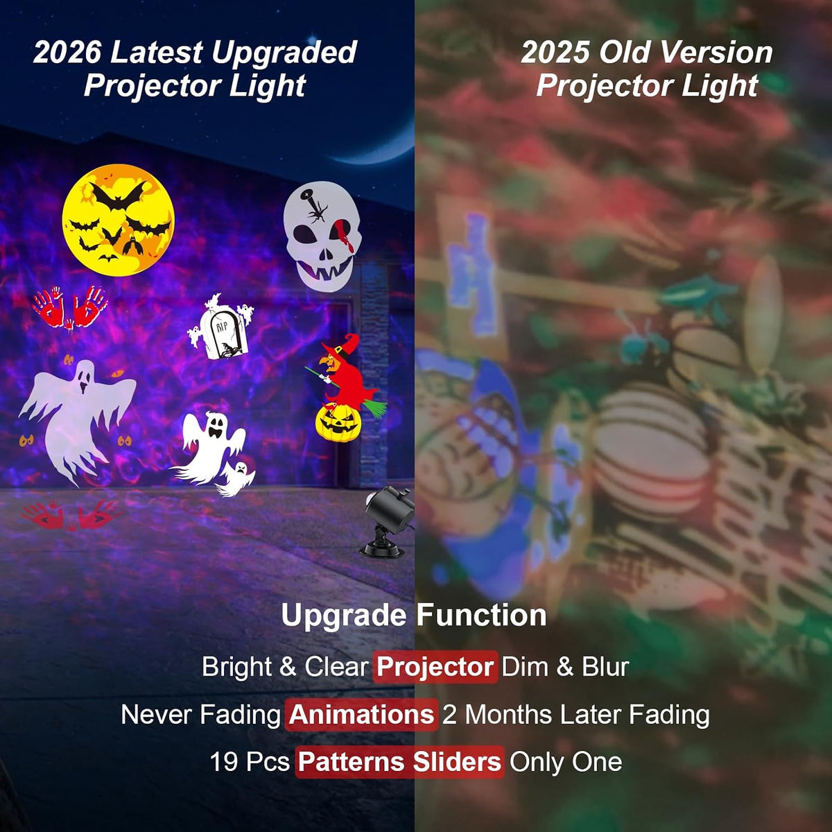 2026 brighter halloween projector lights,fliti 19hd slide (ocean, close-up detail
