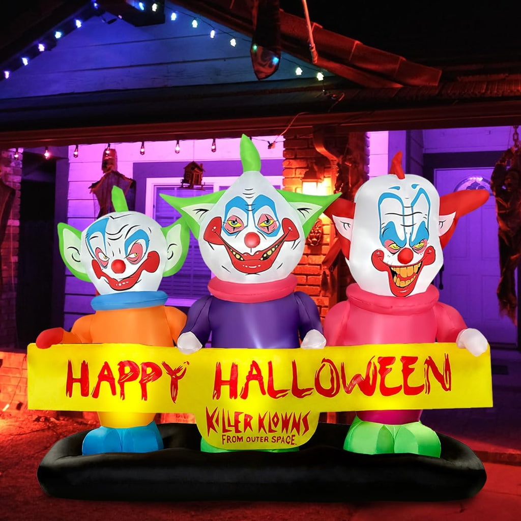 blowout fun 6ft long halloween inflatable three killer shown in use