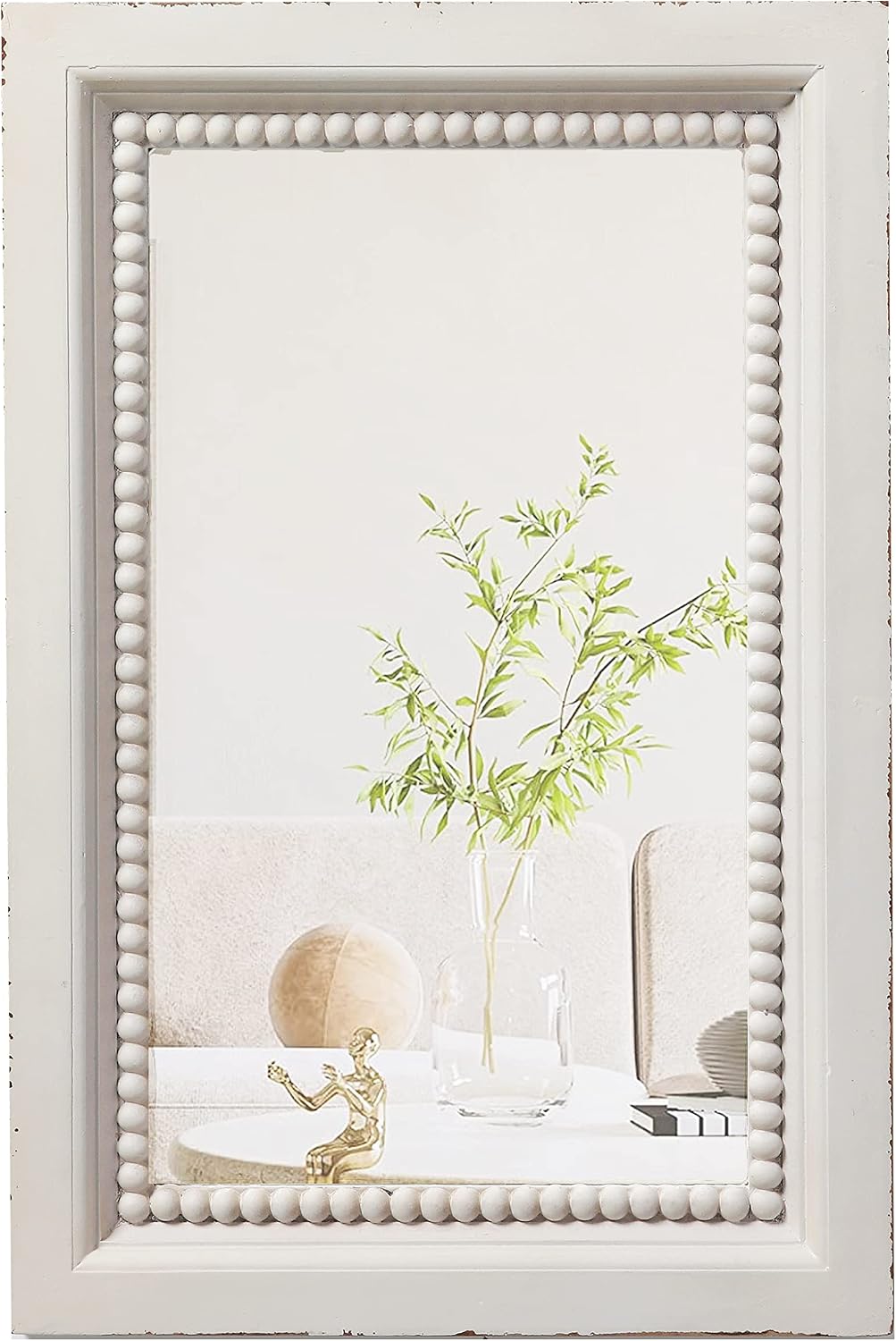 Boho White Mirrors for Wall Decor 24 x 16 Inches