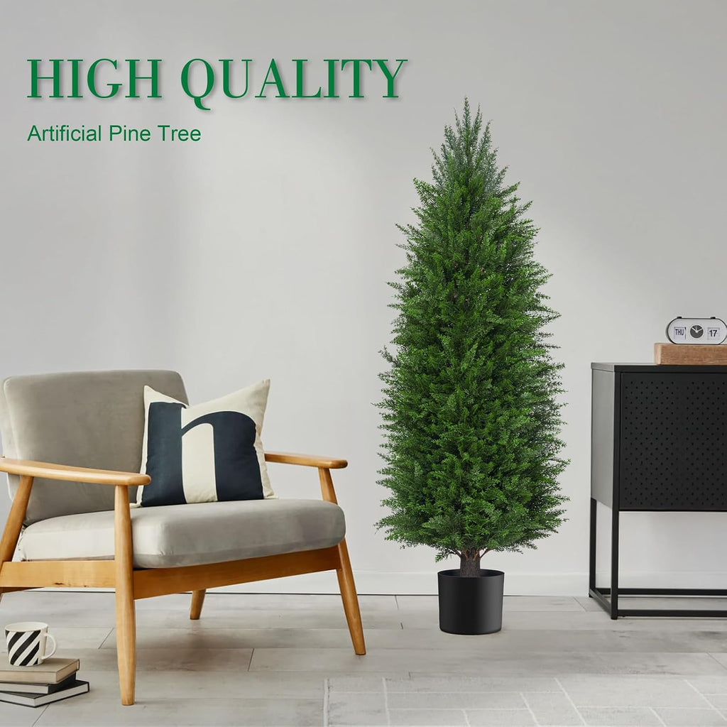 aokiie 3ft artificial cedar topiary trees uv protection, side view