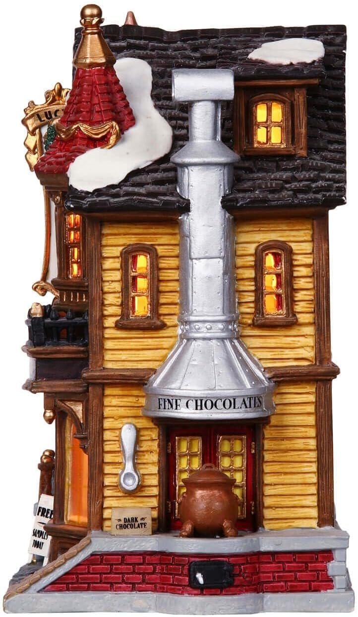 lemax christmas village lucys chocolate shop battery operated shown in use