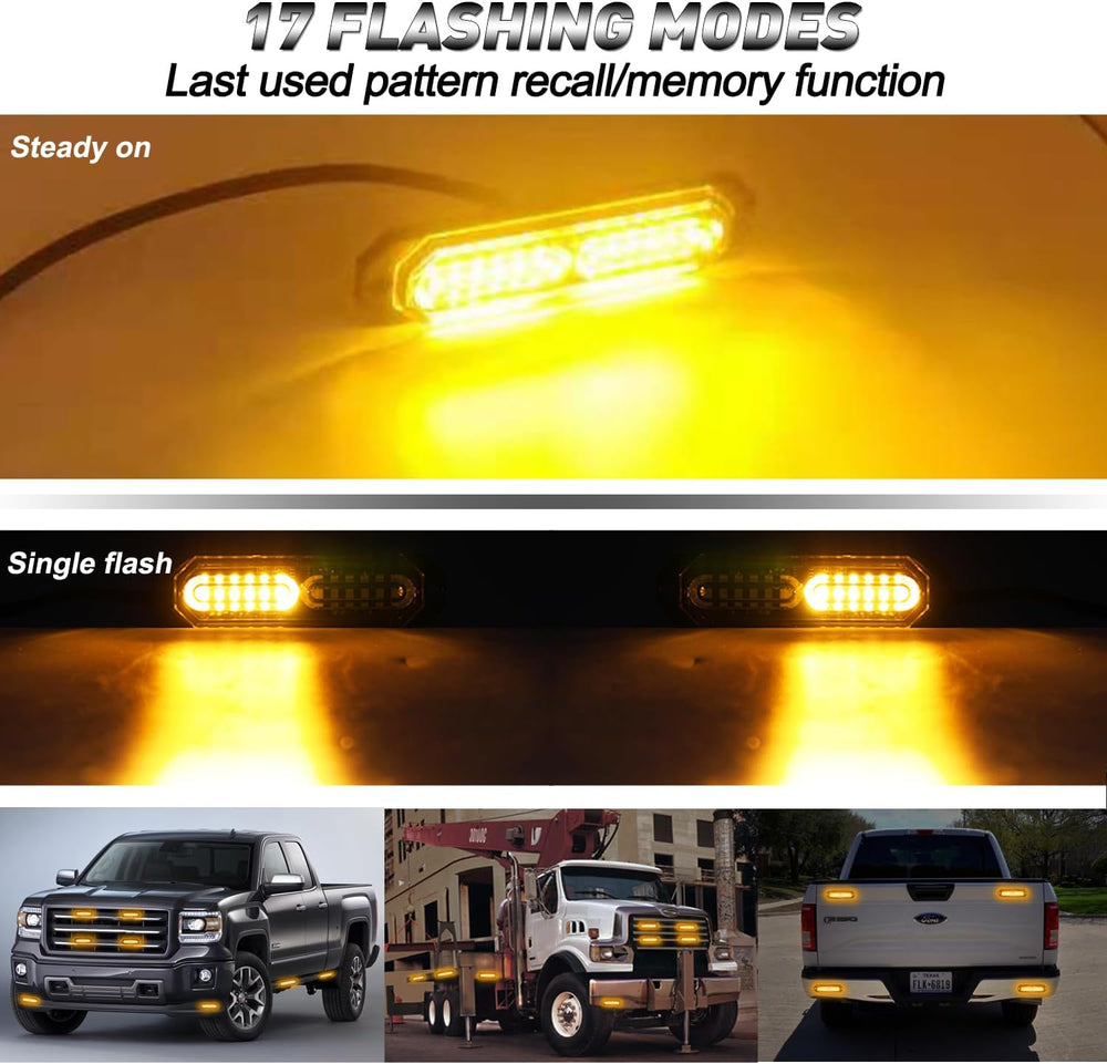 ASPL 8pcs Ultra Slim 12-LED Surface Mount Flashing Strobe Lights