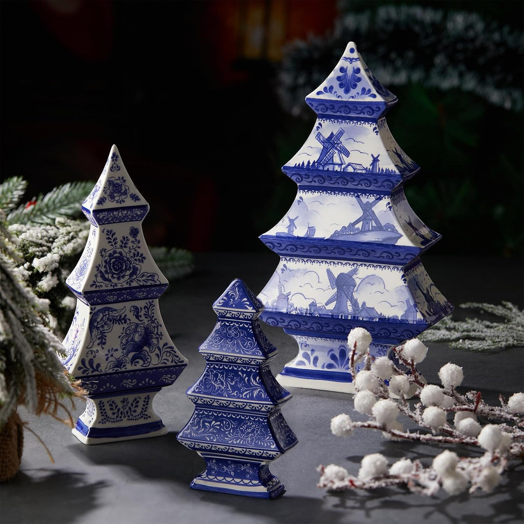 soaoo 3 pcs blue and white christmas ceramic shown in use