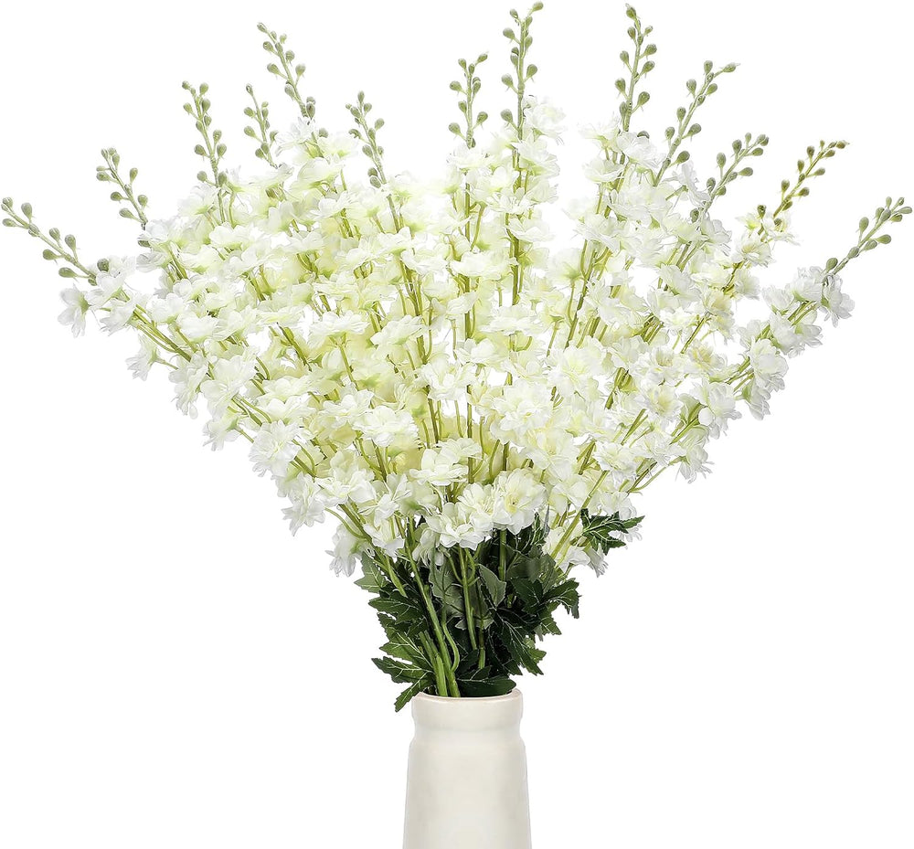 12 Pcs Delphinium Artificial Flowers 33" Stem,White