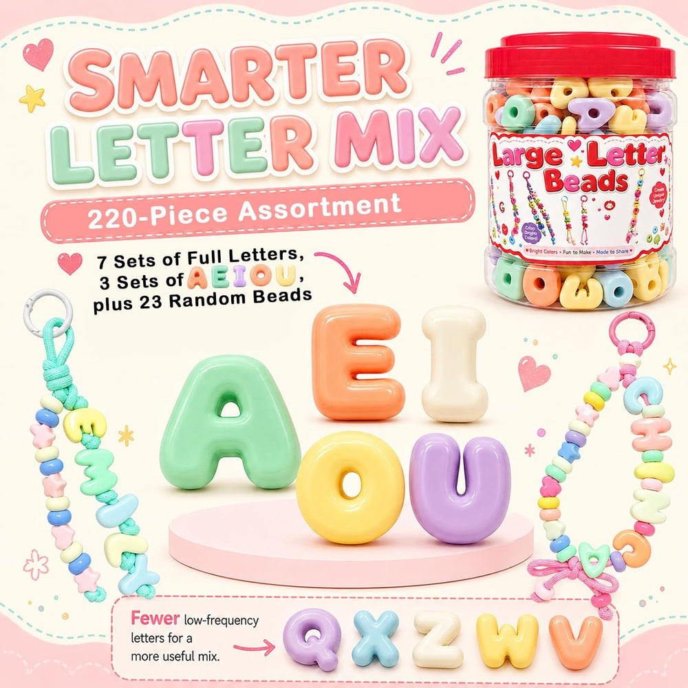 420Pcs Chunky Large Letter Beads DIY Keychain & Bracelet Making Kit