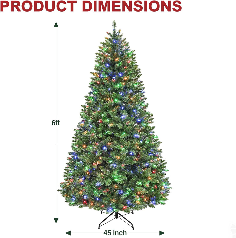 Hykolity 6 ft Prelit Artificial Christmas Tree with Multicolor LEDs