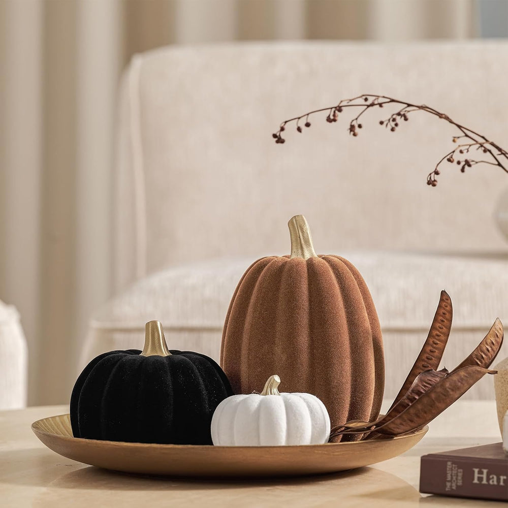 DN DECONATION 3 Pcs Fall Pumpkin Decorations, Artificial Pumpkin for Home