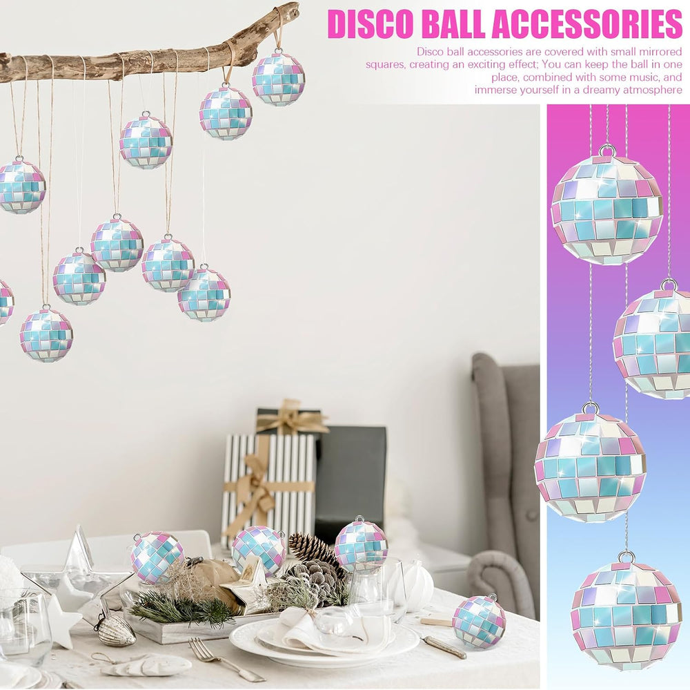 Hoolerry 200 Pcs Mini Disco Ball Ornaments 1.2 Inch Mirror,Laser Color
