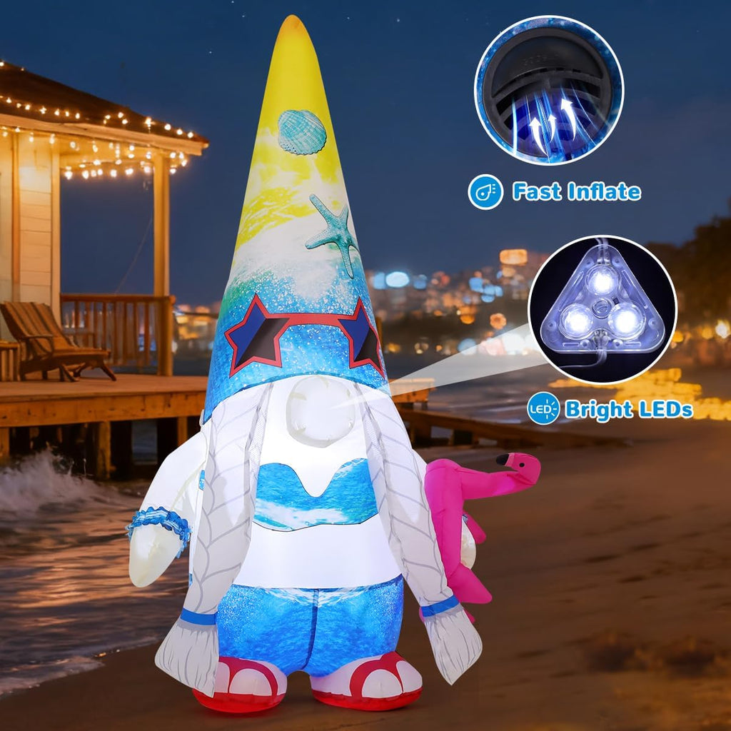 goosh 5 ft summer inflatables gnomes garden decor showing dimensions