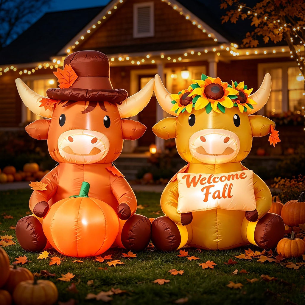 6 ft fall inflatable highland cow couple with, package contents