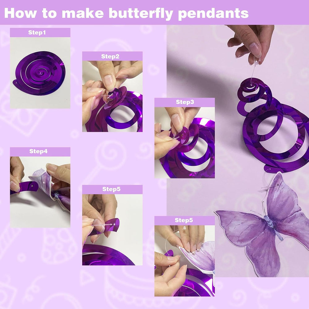 Purple Birthday Decorations with Pastel Purple Pink and White Balloons and Ha...