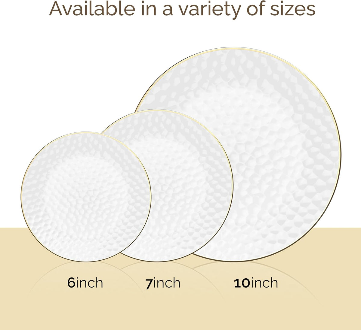r-kay 100 pack 7 inch clear plastic plates showing dimensions