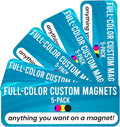 Magnet Me Up Custom 10x3 Inch Rectangle Magnet, 5 Pack, Customizable for Businesses, Personal Use, Choose Your Text, Upload Image, Magnetic Vinyl for Car and Any Magnetic Surface, Crafted in USA