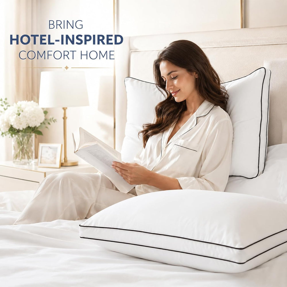 CozyLux Pillows Queen Size Set of 4, Gusseted Bed Pillow, 18 x 28 Inch